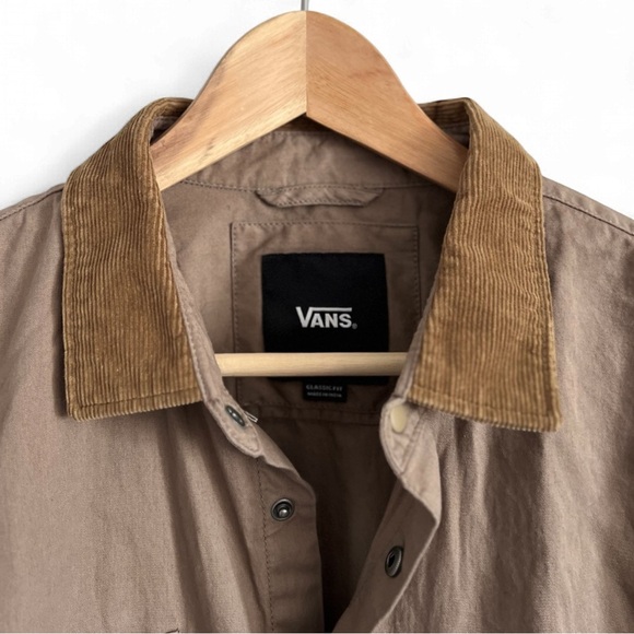 Vans Men's Tan Shirt snaps Jacket with Brown corduroy Collar - Picture 2 of 3